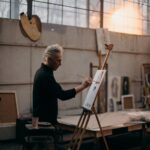 Old man painting independent occupational therapy